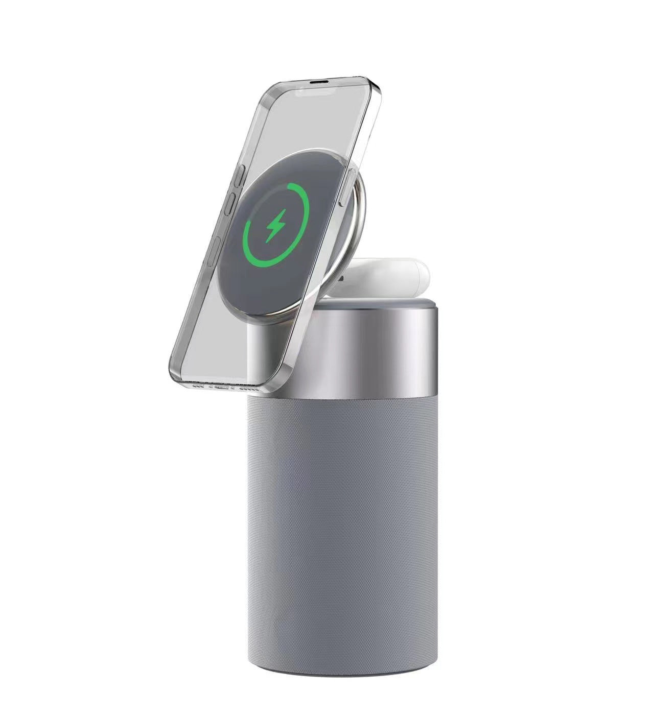 3-in-1 Multi-Function iPhone and AirPods Wireless Charger Portable Bluetooth Speaker with Touch Lamp for Home and Office