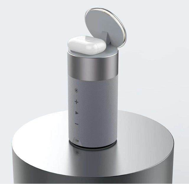 3-in-1 Multi-Function iPhone and AirPods Wireless Charger Portable Bluetooth Speaker with Touch Lamp for Home and Office