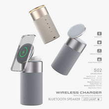 3-in-1 Multi-Function iPhone and AirPods Wireless Charger Portable Bluetooth Speaker with Touch Lamp for Home and Office